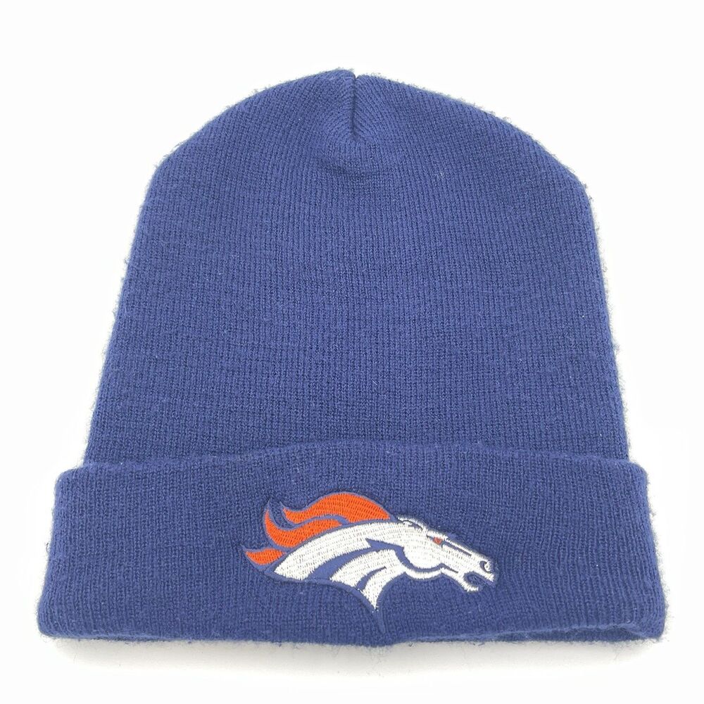 Vintage Denver Broncos Logo 7 NFL Beanie Hat Blue Winter Ski Cap OSFA